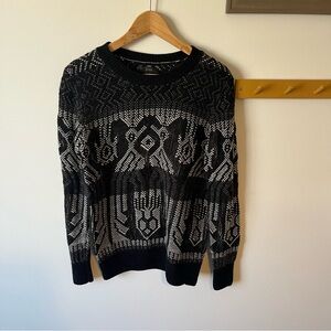 J. Crew Black and White Geometric Crewneck Sweater, size Small